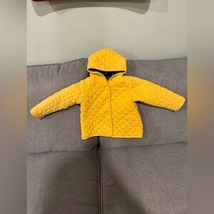 Yellow baby reversible quilted coat